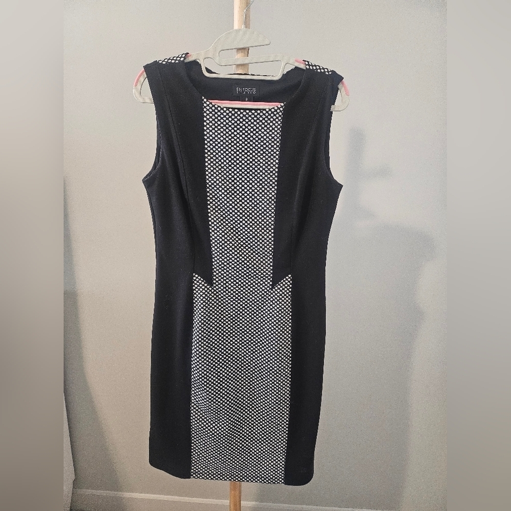 Enfocus Studio Elegant Black and White Midi Dress